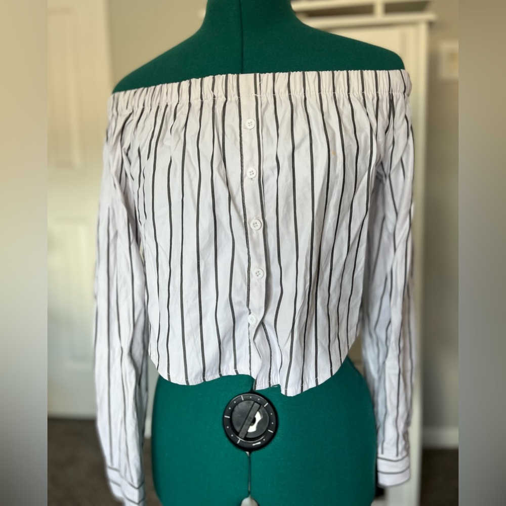 White off the shoulder long sleeve top